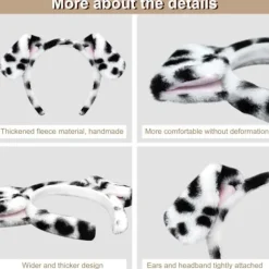 Dalmatiner hundeøre pandebånd - 4-pak hvalpeøre pandebånd fluffy pandebånd voksne børn dalmatiner kostume til makeup vask ansigt-FF-