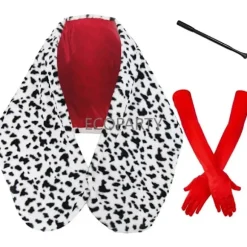 Dame Cruella De Vil Kostume Tilbehør Plettet Hund Leopard Print Tørklæde 1920'er Handsker og Holder til Cosplay Halloween Fest One Size 3 PC