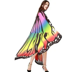Dame Halloween Fest Sommerfuglevinger Sjal Kompatibel Med Piger Voksen Festival Kostume Tøj Udklædningskappe Multicolor