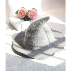 Dame Halloween Heks Hat Uld Strikket Hue Til Fest Maskerade Cosplay Kostume Tilbehør