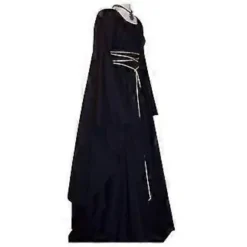 Dame Halloween Renaissance Middelalder Maxi Kjole Gotisk Kostume A(M Sort)