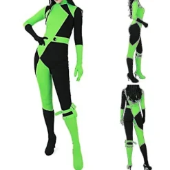 Dame Kim Possible Miss Go Body Jumpsuit Shego Cosplay Kostume Halloween Fest Karneval Fancy Dress Up 180 180