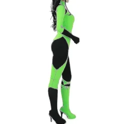 Dame Kim Possible Miss Go Body Jumpsuit Shego Cosplay Kostume Halloween Fest Karneval Fancy Dress Up 180 180