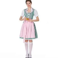 Dame Oktoberfest Kostume Tysk Dirndl Kjole Kostume Kjole Bayersk Karneval Party (S Grøn)