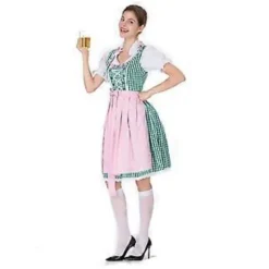 Dame Oktoberfest Kostume Tysk Dirndl Kjole Kostume Kjole Bayersk Karneval Party (S Grøn)