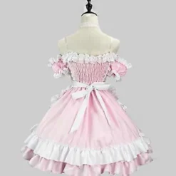 Dame Sød Lolita Kjole Viktoriansk Ærmeløs Blonde Lag Maid Kjoler Halloween Cosplay Kostumer (M)