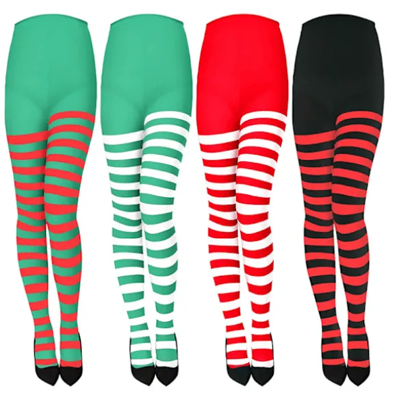 Dame Strømper Uigennemsigtige Strømper Pantyhose Julefest Makeup Black&Red