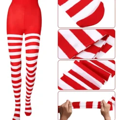 Dame Strømper Uigennemsigtige Strømper Pantyhose Julefest Makeup Black&Red