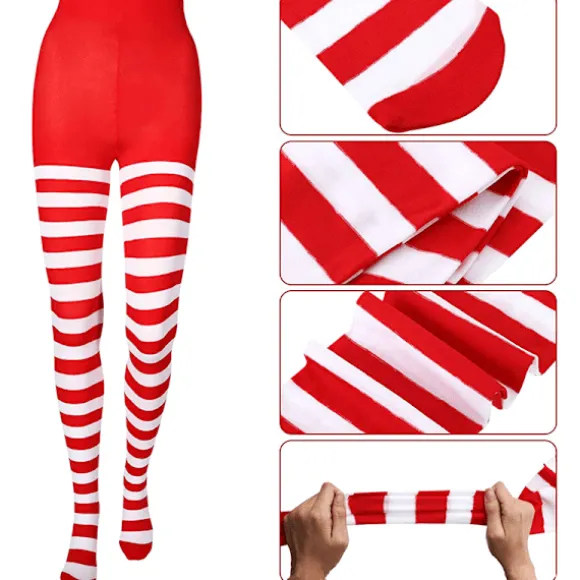 Dame Strømper Uigennemsigtige Strømper Pantyhose Julefest Makeup Black&Red