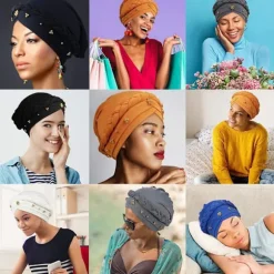 Dame Turban Hue Perle Tørklæde GUL yellow