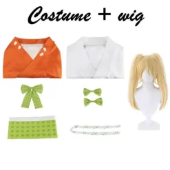 Danganronpa 2 Saionji Hiyoko Cosplay Kostume Kimono Dobbelt Hale Paryk Kostume Super Danganronpa Halloween Kostumer til Kvinder paryk, CJY wig One ，size | Fyndiq