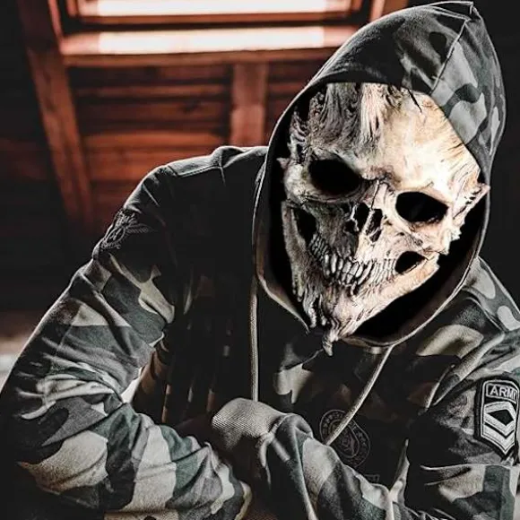 Dødningehoved Skelet Maske Skrækdemon Uhyggelig Helmaske Latex Ond Maske Uhyggelig Halloween Cosplay Kostume Rekvisitter Voksne{Fyn201}