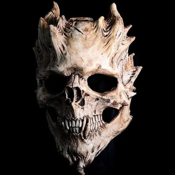 Dødningehoved Skelet Maske Skrækdemon Uhyggelig Helmaske Latex Ond Maske Uhyggelig Halloween Cosplay Kostume Rekvisitter Voksne{Fyn201}