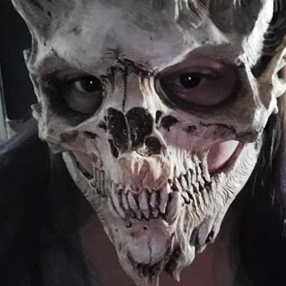 Dødningehoved Skelet Maske Skrækdemon Uhyggelig Helmaske Latex Ond Maske Uhyggelig Halloween Cosplay Kostume Rekvisitter Voksne{Fyn201}