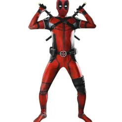Deadpool Kostume Cosplay Børn Voksen Kostume Anime Superhelt Cosplay Dødsvagt Anime Voksen Service Leotard Hatte Tilbehør Anime - 3 STK 3 PCS 140