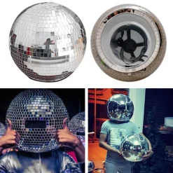Delikat Discos Ball Hjelm Reflekterende Kugle Hat Hovedbeklædning til Festentusiaster til Festlige Fester (Uden Lys)