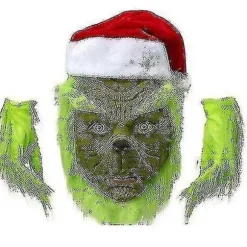 7-delt Grinch-kostume til julecosplay, voksen julemandskostumesæt + maske A-Perfet Mask only Mask only_tfrf Mask only L