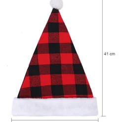 3-delt Julehat Plaid Julehat Deluxe plys hat til