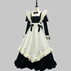 1-delt Lang Plus Size Maid Kjole, Soft Girl Kjole, Café-Stil Sød Japansk Maid Cosplay Kostume S