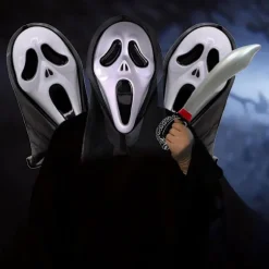 2-delt plastik horror killer maske - Skrigende maske - Horror helhovedmaske