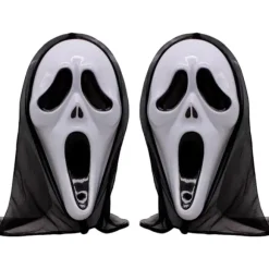2-delt plastik horror killer maske - Skrigende maske - Horror helhovedmaske - Spøgelsesansigt skaber en spændende atmosfære - Velegnet til alle