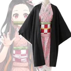Demon Slayer Kamado Nezuko Kostume Outfit Sæt Med Bambusrekvisitter 2XL
