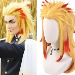 Demon Slayer Rengoku Kyoujurou Kostume Outfits Anime Sæt 3XL Only Wig