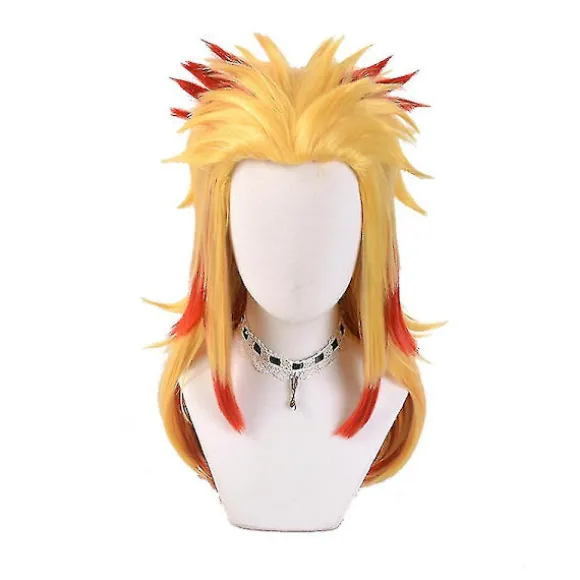 Demon Slayer Rengoku Kyoujurou Kostume Outfits Anime Sæt 3XL Only Wig