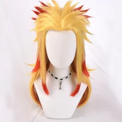 Demon Slayer Rengoku Kyoujurou Kostume Outfits Anime Sæt 3XL Only Wig
