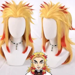 Demon Slayer Rengoku Kyoujurou Kostume Outfits Anime Sæt M Outfits with Wig