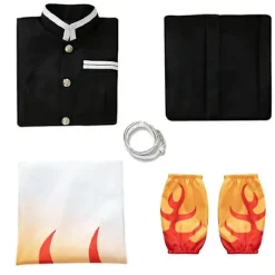 Demon Slayer Rengoku Kyoujurou Kostume Outfits Anime Sæt M Outfits with Wig