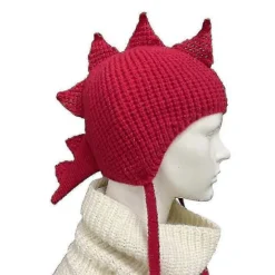 Dinosaur Hue Sjov Hat Dinosaur Øreklap Hue Strikket Dinosaur Hat Mohawk Hat Red