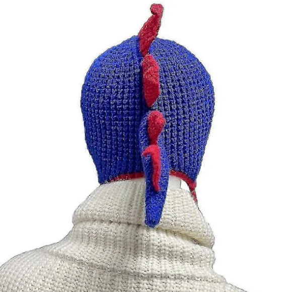Dinosaur Hue Sjov Hat Dinosaur Øreklap Hue Strikket Dinosaur Hat Mohawk Hat Red