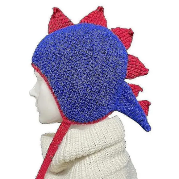 Dinosaur Hue Sjov Hat Dinosaur Øreklap Hue Strikket Dinosaur Hat Mohawk Hat Red