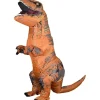 Dinosaur Kostume til Voksne Oppustelig T-REX Kostume Sjovt Halloween Dinosaur Kostume Fest Cosplay Fancy Dress Jumpsuit, Brun