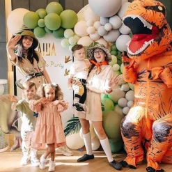 Dinosaur Kostume til Voksne Oppustelig T-REX Kostume Sjovt Halloween Dinosaur Kostume Fest Cosplay Fancy Dress Jumpsuit, Brun