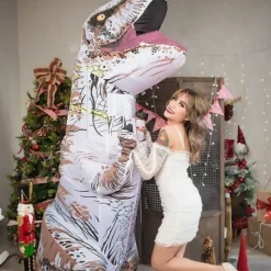 Dinosaurie Kostume til Voksen Oppustelig T-Rex Dinosaurie Kostume Luftblæst Dino Kostume Sjovt Halloween Kostume Cosplay Kostume-FM-