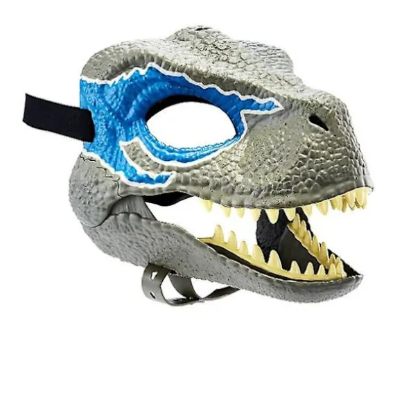 Dinosaurmaske med åben kæbe, øjne og næseåbninger og sikker S