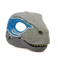 Dinosaurmaske med åben kæbe, øjne og næseåbninger og sikker S
