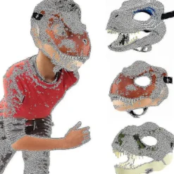 Dinosaurmaske med åbningskæbe, Dino-maske til børn Voksen, kostume og rollespilsgave til Carnival Halloween Cosplay Party Red