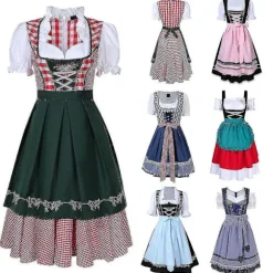 Dirndl Kjole tysk Oktoberfest bayersk øl Wench kostume Maid Festival Fest Z X .q Pink Pink L