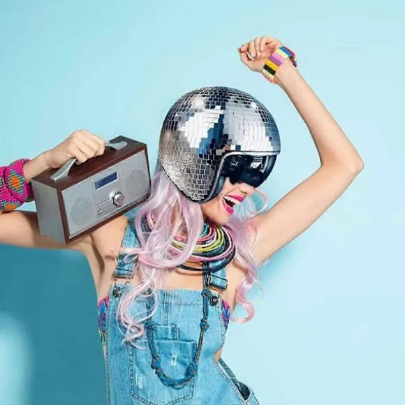 Diskokugle Hjelm Glitter Spejle Glas Punk Kostume Hat med Udtrækkeligt Visir Diskokugle Hat til B