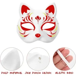 DIY Blanke Rævekatte-masker, Hvide Papir-masker, Blanke Masker til Maling, Håndmalede Kunsthåndværksmasker, til Maskerade Kunst Cosplay Dans og Fest | Fyndiq