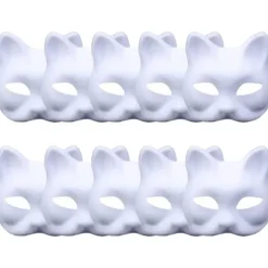 DIY Hvid Papirmaske Hvid Pulp Maske Håndmalet Kreativ Personlighed Gratis Design Maske (Kat, 10stk)