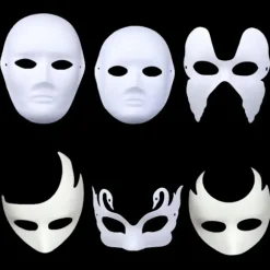 DIY Hvid Papirmaske Hvid Pulp Maske Håndmalet Kreativ Personlighed Gratis Design Maske (Kat, 10stk)