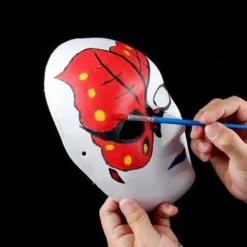 DIY Hvid Papirmaske Hvid Pulp Maske Håndmalet Kreativ Personlighed Gratis Design Maske (Kat, 10stk)