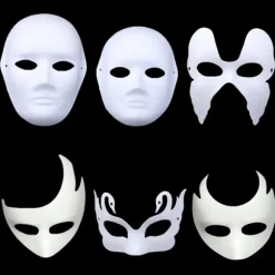 DIY Hvid Papirmaske Hvid Pulpmaske Håndmalet Kreativ Personlighed Fri Design Maske (Kat, 5 stk)