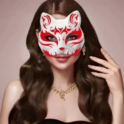 DIY Katte Ansigtsmasker til at Male 10 stk, Hvide Dyremasker til Børn, Halloween Maskerade Håndværksmasker