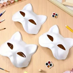 DIY Maskerade 3-pak: Blanke, Malebare Dyremasker til Fester, Halloween
