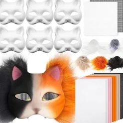 DIY Therian Maskesæt Tom Katte Maske med Filtstofplade Plys Falsk Pels Øjennet til Therian Udstyr